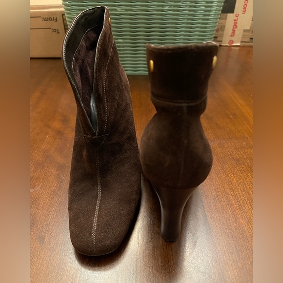 Franco Sarto Women's Ankle Boots Booties Brown High Heel Suede Size 7M - Picture 7 of 10